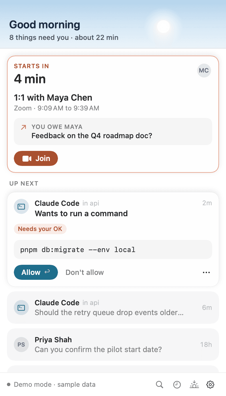 Claude Code asking to run a database migration, with Allow and Don’t allow, in the same list as email.